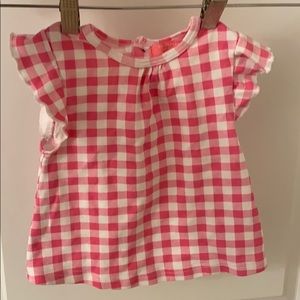Isaac Mizrahi Ruffle Sleeve Plaid Gingham Shirt